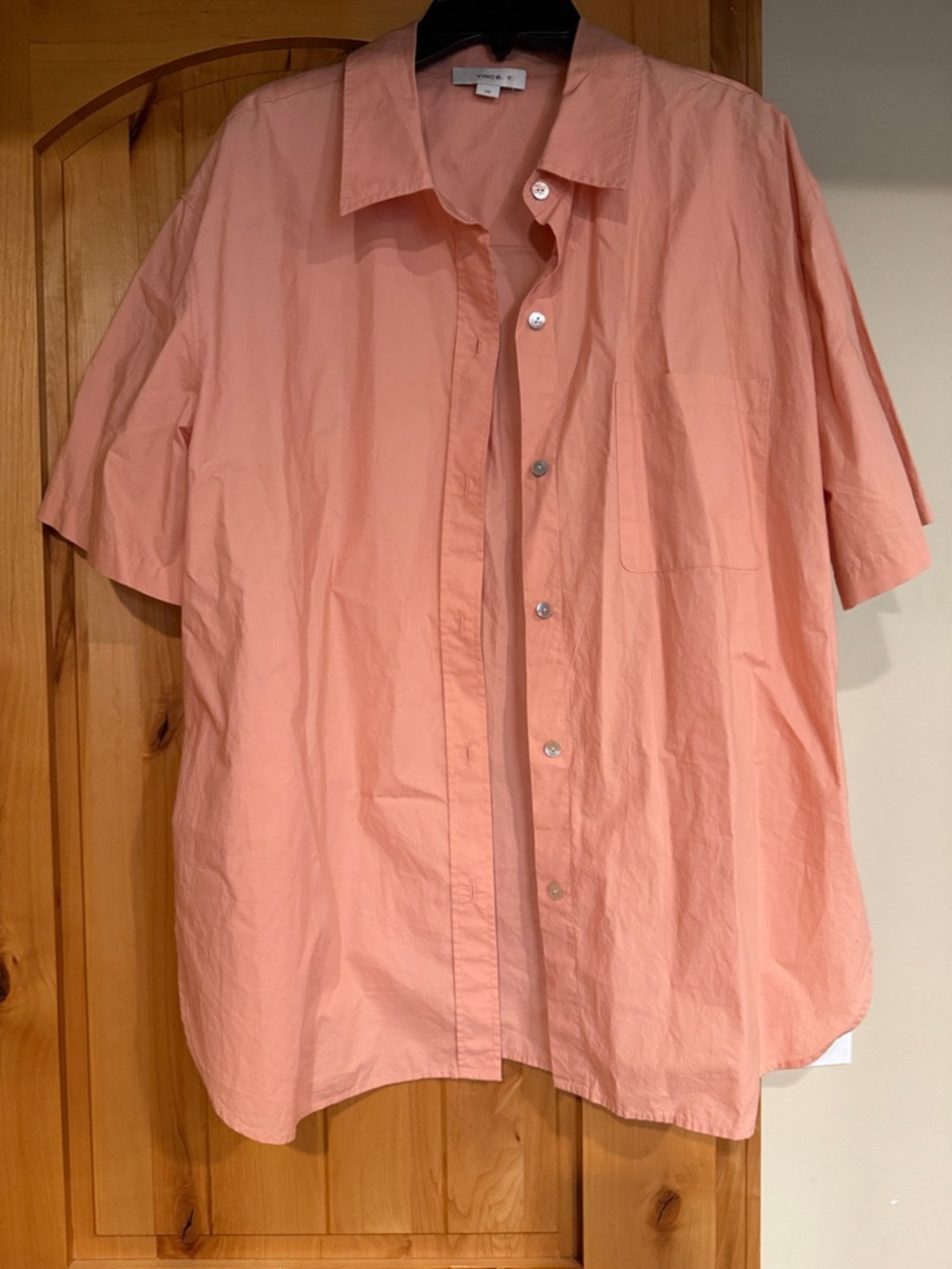 Vince Women's Short-Sleeve Button-Down Shirt in Light Cream